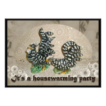 Schwarze u. weiße Hühnerhousewarming-Einladung