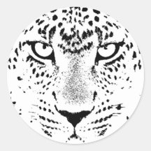 Schwarze u. weiße Leopard-Augen Runder Sticker