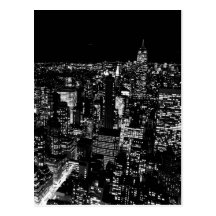 Schwarze u. weiße New- York Citynacht Postkarte