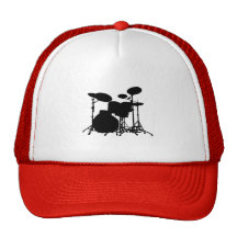 Schwarze u. weiße Trommel-Ausrüstungs-Silhouette - Baseballkappe