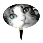 Schwarze u. weiße u. grüne Katze - backen Sie Ausw Torten Aufsatz