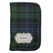 Schwarze Uhr ein ursprünglicher Tartan-Minifolio Planer