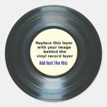 Schwarze Vinylmusik-Plattenfirma mit Ihrem Foto Runder Sticker
