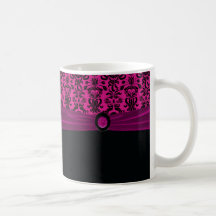 Schwarzer Damast auf Magenta Tee Haferl