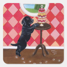 Schwarzer Labrador-Welpe mit dem Kuchenmalen Sticker
