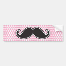 Schwarzer Lenkstangenschnurrbart auf rosa Tupfenmu Autoaufkleber