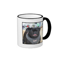 Schwarzer Mopsbecher Kaffee Haferl