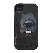 Schwarzer Newf Cartoon iPhone 4 Case