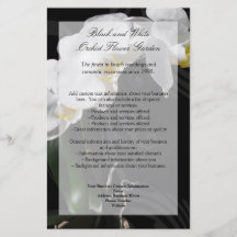 Schwarzer Orchideen-Flyer, Wedding Programm, Menü 