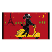Schwarzer Pudel auf RollerVespa Visitenkarten Vorlagen