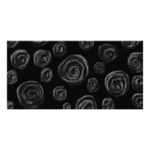 Schwarzer Rosen-Muster-Entwurf Fotokartenvorlagen
