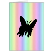Schwarzer Schmetterling auf Regenbogen Grußkarte