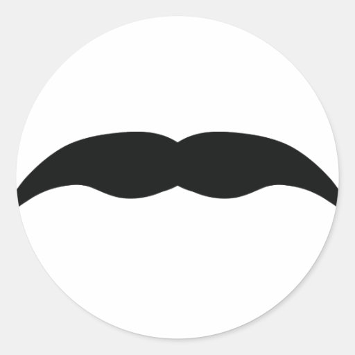 schwarzer Schnurrbart Runder Sticker
