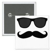 Schwarzer Schnurrbart und Sonnenbrille-Humor-Gesch Anstecknadel
