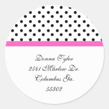 Schwarzer Tupfen u. rosa Ordnungs-Adressen-Aufkleb Runder Sticker