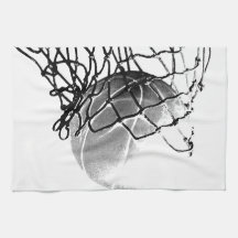 Schwarzer u. weißer Basketball Küchenhandtücher