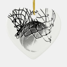 Schwarzer u. weißer Basketball Weihnachtsornament