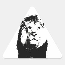 Schwarzer u. weißer Löwe Dreieckige Aufkleber