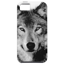 Schwarzer u. weißer Wolf iPhone 5 Etui