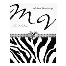 Schwarzer u. weißer Zebra 16. Geburtstag laden ein Ankündigungen