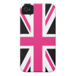 Schwarzer und rosa BRITISCHER Kasten der Flaggen-i Case-Mate iPhone 4 Hülle