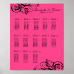 Schwarzer und rosa Chic blühen Sitzplatz-Diagramm Posterdrucke