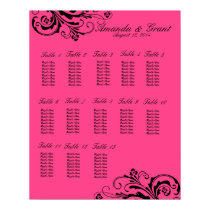 Schwarzer und rosa Chic blühen Sitzplatz-Diagramm poster