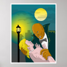 schwarzer Vampir Dracula mit weiblichem Opfer Plakat