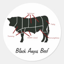 Schwarzes Angus-Rindfleisch-Metzger-Diagramm - ges Sticker
