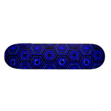 SCHWARZES BLAUES HEXAGON FORMT HINTERGRUND-MUSTER BEDRUCKTES SKATEBOARD