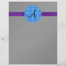 Schwarzes blaues Rosenmonogramm Flyer