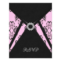 Schwarzes Damast-Rosa elegantes schwarzes UAWG Personalisierte Einladung
