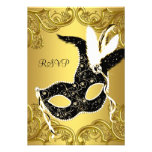 Schwarzes Goldmasken-Maskerade-Ball-Party UAWG Ankündigungskarte
