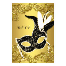 Schwarzes Goldmasken-Maskerade-Ball-Party UAWG Ankündigungskarte