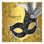 Schwarzes Goldmasken-Maskerade-Party Personalisierte Ankündigung