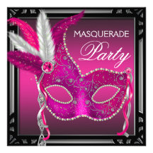 Schwarzes heißes Rosa-Masken-heißes Rosa-Maskerade Individuelle Ankündigskarten