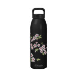 Schwarzes mit rosa und grüner Kirschblüte Kirschbl trinkflaschen
