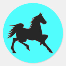 Schwarzes Pferd Runder Aufkleber