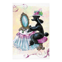 Schwarzes Pudel-Boudoir-Retro Kunst-Briefpapier Büropapiere
