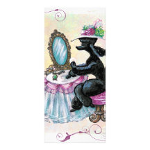 Schwarzes Pudel-Boudoir-Retro Kunst-Foto-Karte Vollfarbige Werbekarte