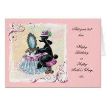 Schwarzes Pudel-Boudoir-Retro Kunst-Karte