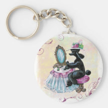 Schwarzes Pudel-Boudoir-Retro Kunst Keychain Schlüsselbänder