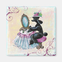 Schwarzes Pudel-Boudoir-Retro Kunst-Magnet Kühlschrankmagnet
