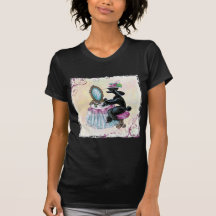 Schwarzes Pudel-Boudoir-Retro Kunstt-shirt