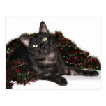Schwarzes Rauchkatze Weihnachten Postkarte