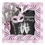 Schwarzes rosa Champagne-Maskerade-Party Individuelle Ankündigungen