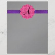 Schwarzes rosa Rosenmonogramm Flyerdesign