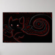 Schwarzes + Rote gespenstische Katze Plakatdrucke