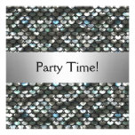 Schwarzes silbernes Sequins-Geburtstags-Party Personalisierte Ankündigungskarte