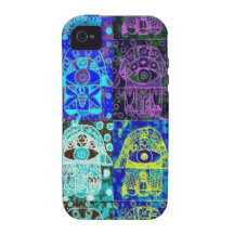 Schwarzes u. blaues Hamsa Vibe iPhone 4 Hüllen